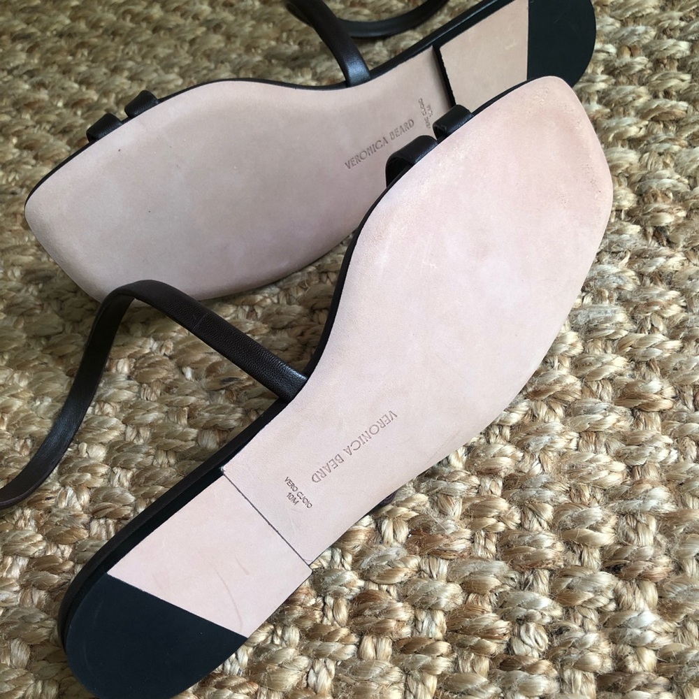 New: Veronica Beard Allura Leather Sandal in Deep Brown. Size 10 - Picture 13 of 15